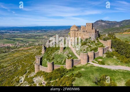 Castello di Loarre è un castello romanico e Abbazia situato nella regione autonoma Aragona della Spagna. E' il castello più antico della Spagna Foto Stock