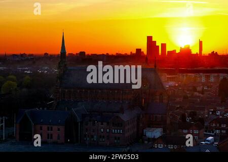 Tramonto in Manchester Foto Stock