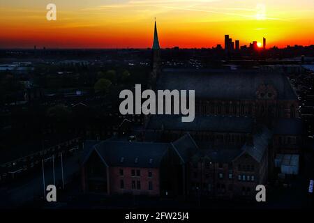 Tramonto in Manchester Foto Stock