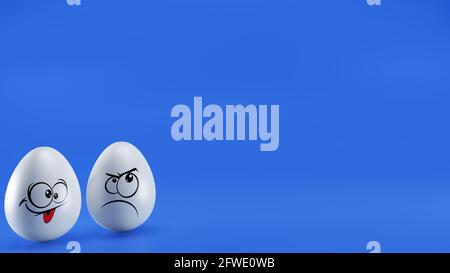 modello di cartoon bianco con sfondo blu scuro con rendering 3d. Foto Stock