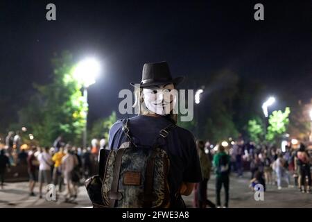 Belgrado, Serbia - protesta antigovernaliente a Belgrado. Foto Stock