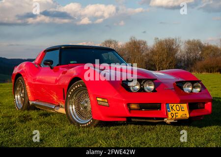 Chevrolet Corvette C3 stingray - la leggendaria macchina muscolare americana in campagna Foto Stock