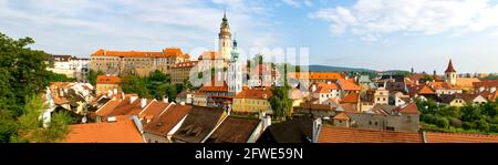 Hrad Krumlov e Cesky Krumlov Town Foto Stock