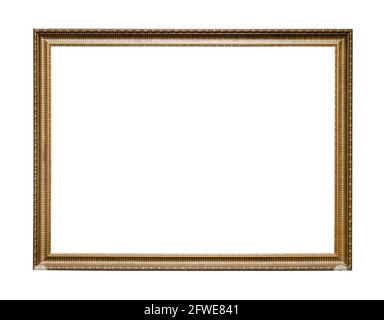 cornice in legno intagliato stretta con intaglio in tela vuota sfondo bianco Foto Stock