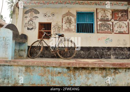 pittura decorativa della parete a raghurajpur odisha Foto Stock