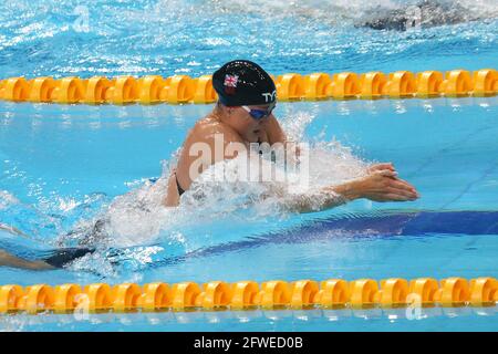 Molly Renshaw of Great Britain, Final 200 m Breaststroke durante il campionato europeo LEN 2021, evento di nuoto il 21 maggio 2021 presso la Duna Arena di Budapest, Ungheria - Photo Laurent Lairys / DPPI Foto Stock