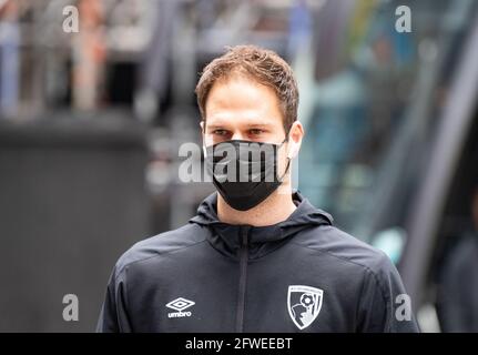 Asmir Begovic, portiere di AFC Bournemouth, durante la seconda partita del campionato di semifinale Sky Bet Play-off tra Brentford e Bournemouth, presso il Brentford Community Stadium di Brentford, Inghilterra, il 22 maggio 2021. Foto di Andrew Aleksiejczuk / prime Media Images. Foto Stock