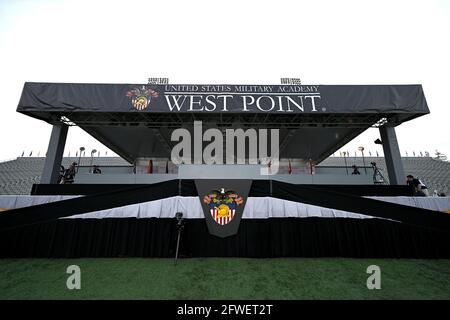 New York, Stati Uniti. 22 maggio 2021. Sono in corso i preparativi per la cerimonia di laurea West Point 2021 dell'Accademia militare degli Stati Uniti, tenutasi a Michie Stadium, West Point, NY, 22 maggio 2021. (Foto di Anthony Behar/Sipa USA) Credit: Sipa USA/Alamy Live News Foto Stock