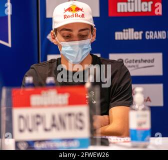 Hilton Hotel, Gateshead, Regno Unito. 22 maggio 2021. Diamond League Muller Athletics Grand Prix Gateshead conferenza stampa; Mondo Duplantis World Record Holder in Pole Vault, risponde alle domande alla stampa Credit: Action Plus Sports/Alamy Live News Foto Stock