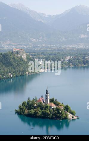 Isola di Bled Lago di Bled Slovenia Foto Stock