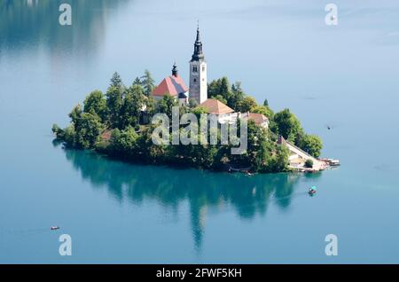 Isola Lago Bled Slovenia Foto Stock