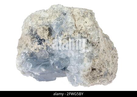 celestine blu dal Madagascar isolato su sfondo bianco Foto Stock