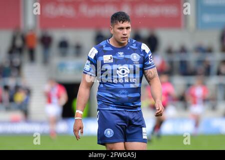 Salford, Inghilterra - 22 maggio 2021 - Mitch Clark of Wigan Warriors durante il Rugby League Betfred Super League Round 7 Salford Red Devils vs Wigan Warriors all'AJ Bell Stadium, Salford, Regno Unito Dean Williams/Alamy Live News Foto Stock