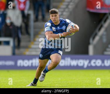 Eccles, Regno Unito. 22 maggio 2021. Mitch Clark (23) di Wigan Warriors corre con la palla a Eccles, Regno Unito il 22/2021. (Foto di Simon Whitehead/News Images/Sipa USA) Credit: Sipa USA/Alamy Live News Foto Stock