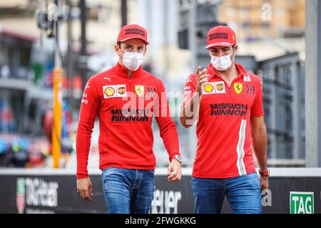 LECLERC Charles (mco), Scuderia Ferrari SF21, SAINZ Carlos (spa), Scuderia Ferrari SF21, ritratto durante il Campionato del mondo di Formula uno 2021, Gran Premio di Monaco dal 20 al 23 maggio a Monaco - Foto Antonin Vincent / DPPI Foto Stock