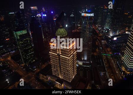 Vista elevata del China Ping'an Finance Building (Shenzhen Commercial Bank), Shanghai, RPC Foto Stock