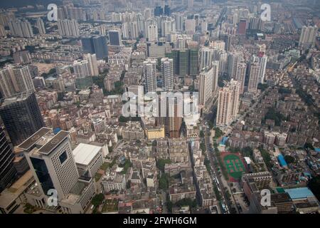 Vista elevata del centro di Shenzhen Foto Stock