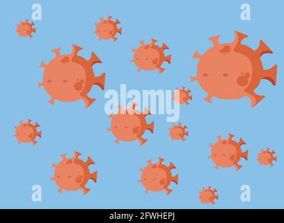 sfondo testurizzato del virus corona o icona schermo verde del virus corona. cartone animato del virus corona. disegno 3d del virus corona. Illustrazione Vettoriale