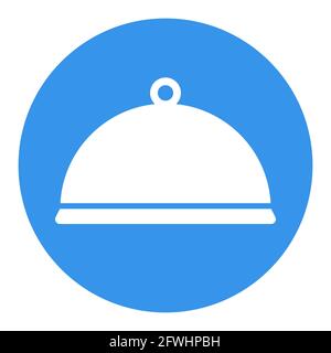 Cloche, icona di glifo bianco vettore vassoio per alimenti. Apparecchio da cucina. Simbolo grafico per la progettazione di siti web di cucina, logo, app, UI Illustrazione Vettoriale