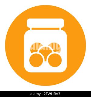 Icona del glifo bianco del vettore del cookie Jar. Apparecchio da cucina. Simbolo grafico per la progettazione di siti web di cucina, logo, app, UI Illustrazione Vettoriale