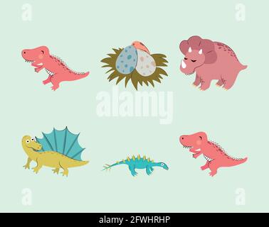 impostare un dinosauro carino Illustrazione Vettoriale