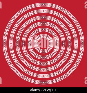 Cornice decorativa cinese ornamentale bordo rotondo in una gamma di misure. Illustrazione Vettoriale