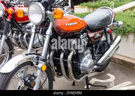 1973 modello Kawasaki motocicletta z900 in mostra ad un classico spettacolo di veicoli a Pittwater, Sydney, Australia Foto Stock