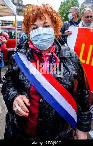 Parigi, Francia. 22 maggio 2021. Protesta pro Palestina contro Place de la République a Parigi, Francia, il 22 maggio 2021. Photo Kelly Linsale /bePress Photo Agency/ABACAPRESS.COM Credit: Abaca Press/Alamy Live News Foto Stock