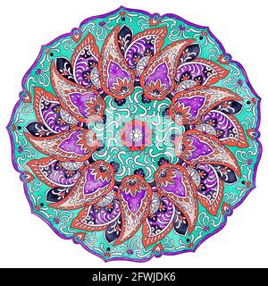 Mandala fiore, elemento di design etnico vintage Foto Stock