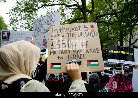 22 maggio 2021. Solidarietà con la Palestina marcia, Londra centrale. Foto Stock