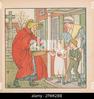 Hot Cross Buns from the Book' il bouquet del bambino: Un mazzo di vecchie rime e melodie' di Crane, Walter, 1845-1915; Crane, Lucy, 1842-1882; Evans, Edmund, 1826-1905; Editore George Routledge e Sons (Londra e New York) 1878 Foto Stock