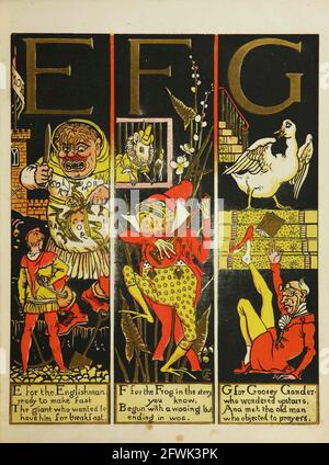 L'assurda ABC lettere e F G dal libro il marchese di Carabas 'libro di immagini : contenente Puss in stivali, vecchia madre Hubbard, Valentine e Orson, l'assurdo ABC. Illustrato da Walter Crane, Edmund Evans e Sarah Catherine Martin. Editore London (The Broadway, Ludgate) ; New York (416 Broome Street) : George Routledge e figli nel 1874 Foto Stock