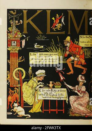 L'assurda ABC lettere K L M dal libro il marchese di Carabas 'libro di immagini : contenente Puss in stivali, vecchia madre Hubbard, Valentine e Orson, l'assurdo ABC. Illustrato da Walter Crane, Edmund Evans e Sarah Catherine Martin. Editore London (The Broadway, Ludgate) ; New York (416 Broome Street) : George Routledge e figli nel 1874 Foto Stock