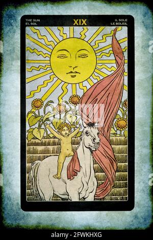 tarocchi carta Arcana maggiore del Sole Foto Stock