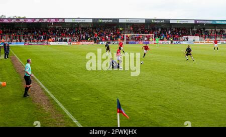 Morecambe, Regno Unito. 23 maggio 2021. Vista dalla terrazza durante la partita semifinale della seconda tappa di Sky Bet League 2 tra Morecambe e Tranmere Rovers alla Globe Arena di Morecambe, Inghilterra, il 23 maggio 2021. Foto di Sam Fielding/prime Media Images. Credit: Prime Media Images/Alamy Live News Foto Stock