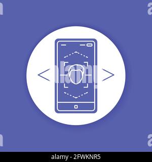 Realtà aumentata riconoscimento facciale icona glifo nero. Scansione biometrica. Persona di identificazione. ID faccia. Pittogramma per pagina web, app mobile, promo. INTERFACCIA UTENTE Illustrazione Vettoriale