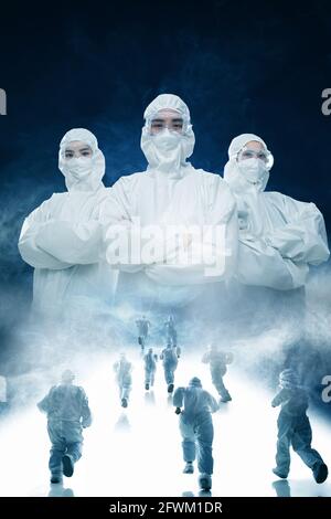Prevenzione epidemica team di assistenza sanitaria Foto Stock