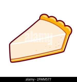 Disegno di fetta di Cheesecake di cartone animato. Illustrazione della clip art vettoriale isolata. Illustrazione Vettoriale