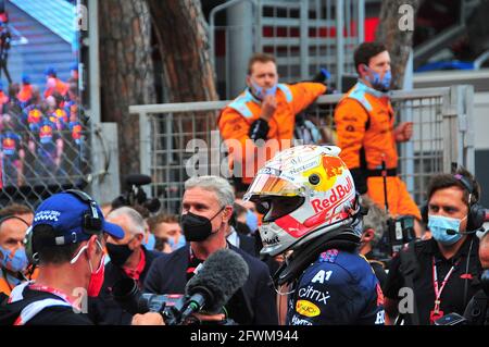 Monte Carlo, Monaco. 23 maggio 2021. 23 maggio 2021, circuito di Monaco, Monte Carlo, FORMULA 1 GRAN PREMIO DI MONACO 2021, 20 maggio - 23 maggio 2021, nella foto vincitore Max Verstappen (NEL 33), Red Bull Racing Honda Credit: dpa/Alamy Live News Foto Stock