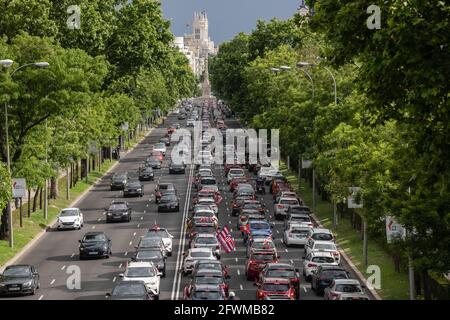 Madrid, Spagna. 23 maggio 2021. La carovana atletico de Madrid viaggia attraverso la capitale per la sua vittoria nella League Cup 2021. Credit: SOPA Images Limited/Alamy Live News Foto Stock