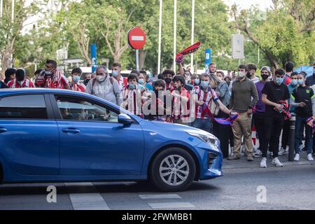 Madrid, Spagna. 23 maggio 2021. La carovana atletico de Madrid viaggia attraverso la capitale per la sua vittoria nella League Cup 2021. Credit: SOPA Images Limited/Alamy Live News Foto Stock