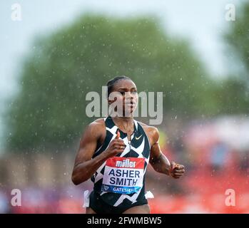 Gateshead, Regno Unito. 23 maggio 2021; Gateshead International Stadium, Gateshead, Tyne and Wear, Inghilterra; Muller Diamond League Grand Prix Athletics, Gateshead; Dina Asher Smith vince i 100 metri di credito: Action Plus Sports Images/Alamy Live News Foto Stock