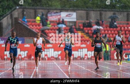 Gateshead, Regno Unito. 23 maggio 2021; Gateshead International Stadium, Gateshead, Tyne and Wear, Inghilterra; Muller Diamond League Grand Prix Athletics, Gateshead; Adam Gemeli in the Mens 200m Credit: Action Plus Sports Images/Alamy Live News Foto Stock