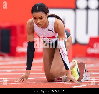 Gateshead, Regno Unito. 23 maggio 2021; Gateshead International Stadium, Gateshead, Tyne and Wear, Inghilterra; Muller Diamond League Grand Prix Athletics, Gateshead; Imani Lansiquout 100m Heat Credit: Action Plus Sports Images/Alamy Live News Foto Stock