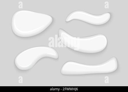 Gel cosmetico spalmato crema bianca lozione isolata. Crema goccia gel skincare viso beauty prodotto liquido Illustrazione Vettoriale