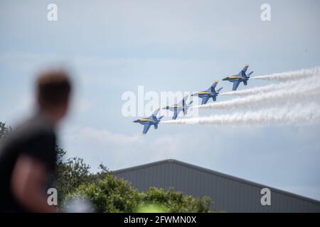 Guardando i Blue Angels si esibiscono in un Airshow Foto Stock