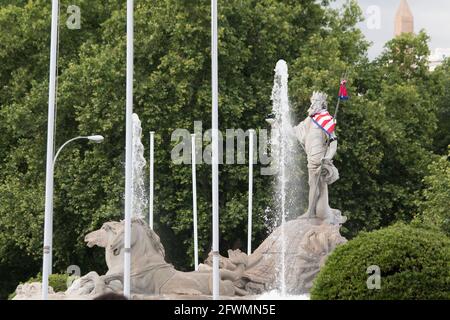 Madrid, Spagna. 23 maggio 2021. Fontana di Nettuno. (Foto di Jorge Gonzalez/Pacific Press) Credit: Pacific Press Media Production Corp./Alamy Live News Foto Stock