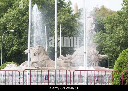 Madrid, Spagna. 23 maggio 2021. Fontana di Nettuno. (Foto di Jorge Gonzalez/Pacific Press) Credit: Pacific Press Media Production Corp./Alamy Live News Foto Stock