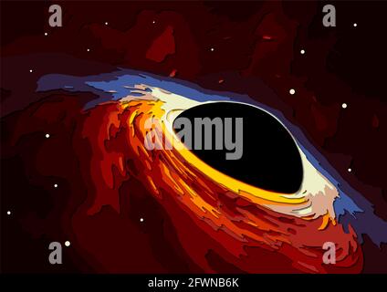 Sfondo astratto. Buco nero con nebulosa su stelle colorate e campi nuvolati nello spazio esterno, intagliato papercut stratificato con ombre. Elementi Foto Stock