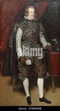 Filippo IV di Spagna in marrone e Argento di Diego Velazquez barocco spagnolo alla National Gallery, Londra, Regno Unito Foto Stock